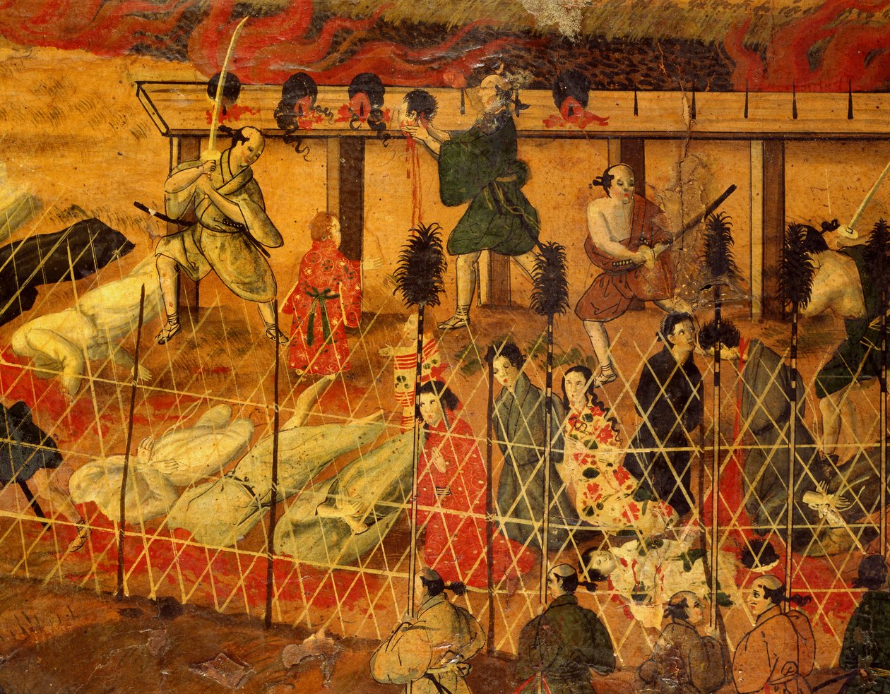 1622 年日本耶稣会士殉难的细节（纸本水彩） 作者 日本学校