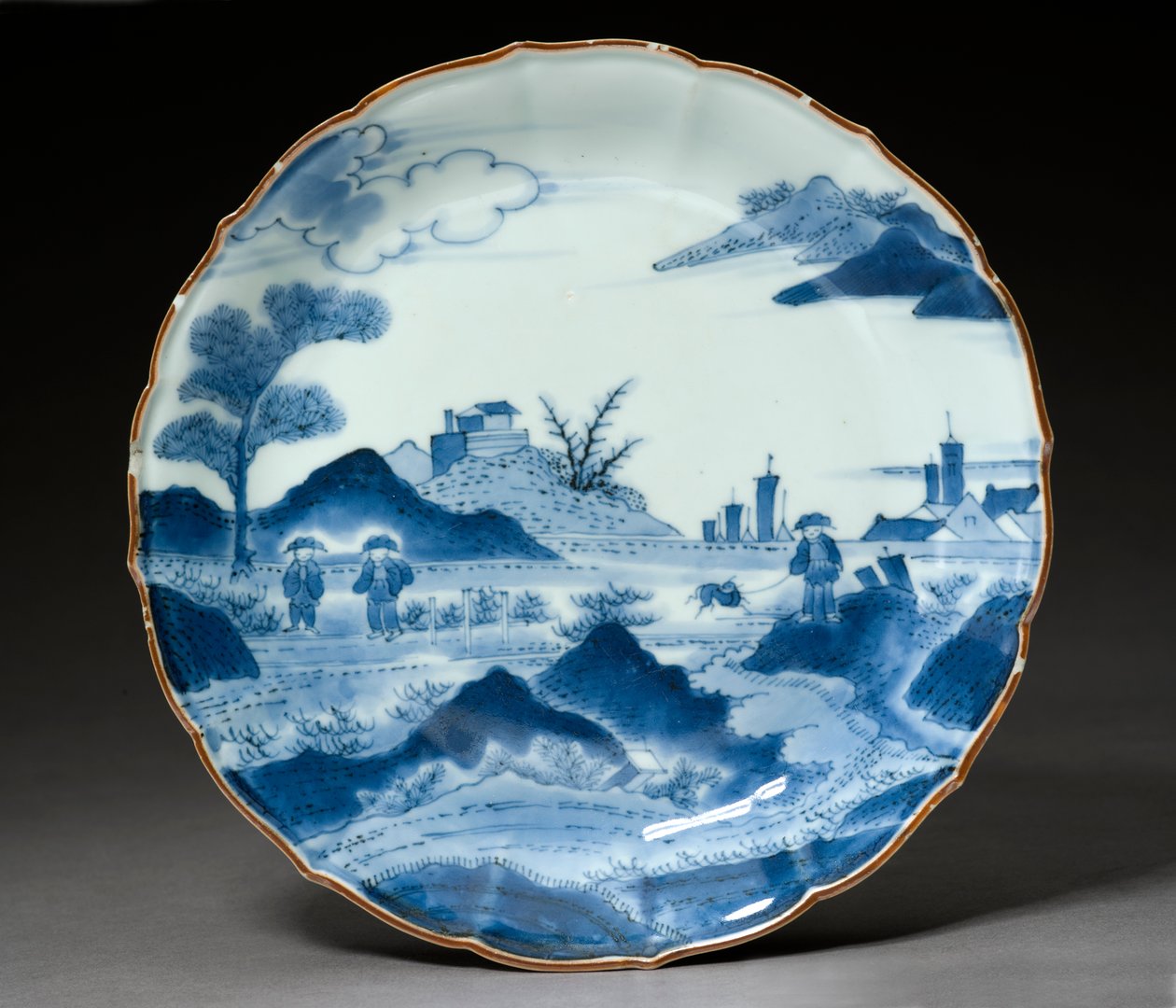 菜，有田器皿，大概18世纪（带蓝色釉下彩的陶器） 作者 日本学校