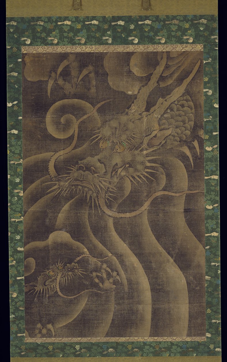 龙（丝绸上的墨水和颜色） 作者 日本学校