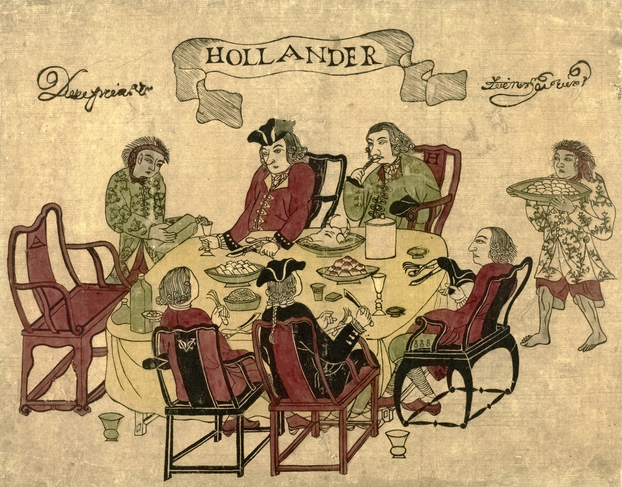 1790  -  1810年，Deshima的爪哇仆人为荷兰的VOC员工提供了一顿饭 作者 日本学校
