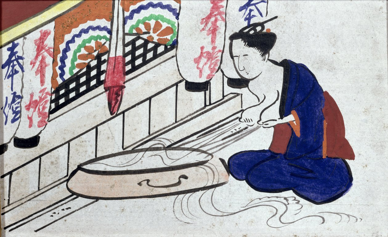 Ema（匾额）描绘了一个女人表达牛奶 作者 日本学校