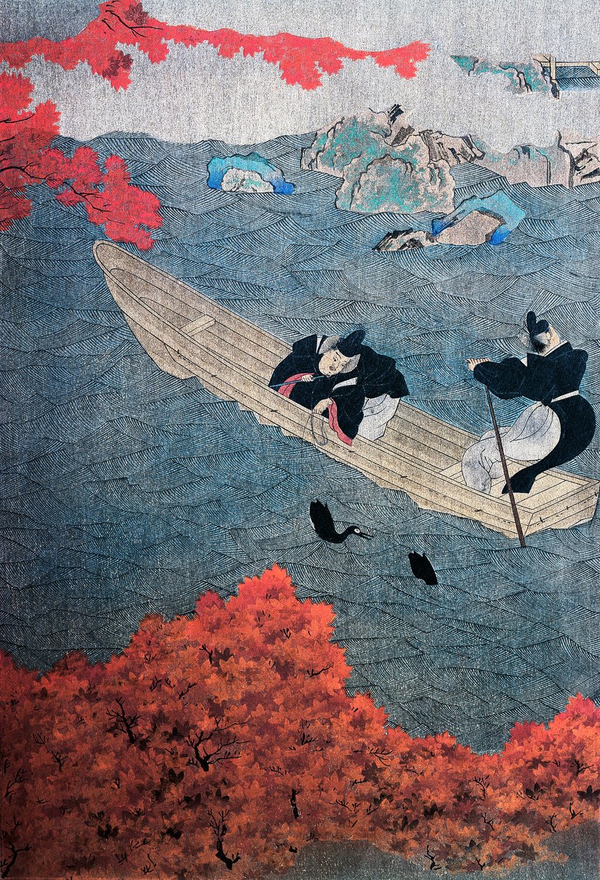 钓鱼，雪秀，土佐学校，丝绸画，日本 作者 日本学校