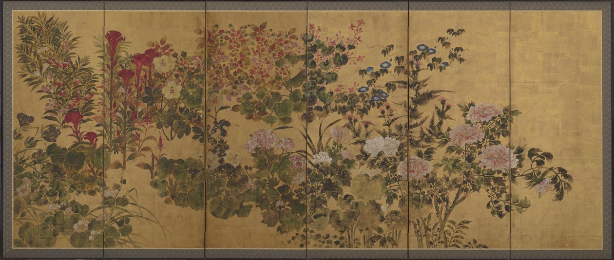 鲜花和小溪，屏幕 作者 日本学校