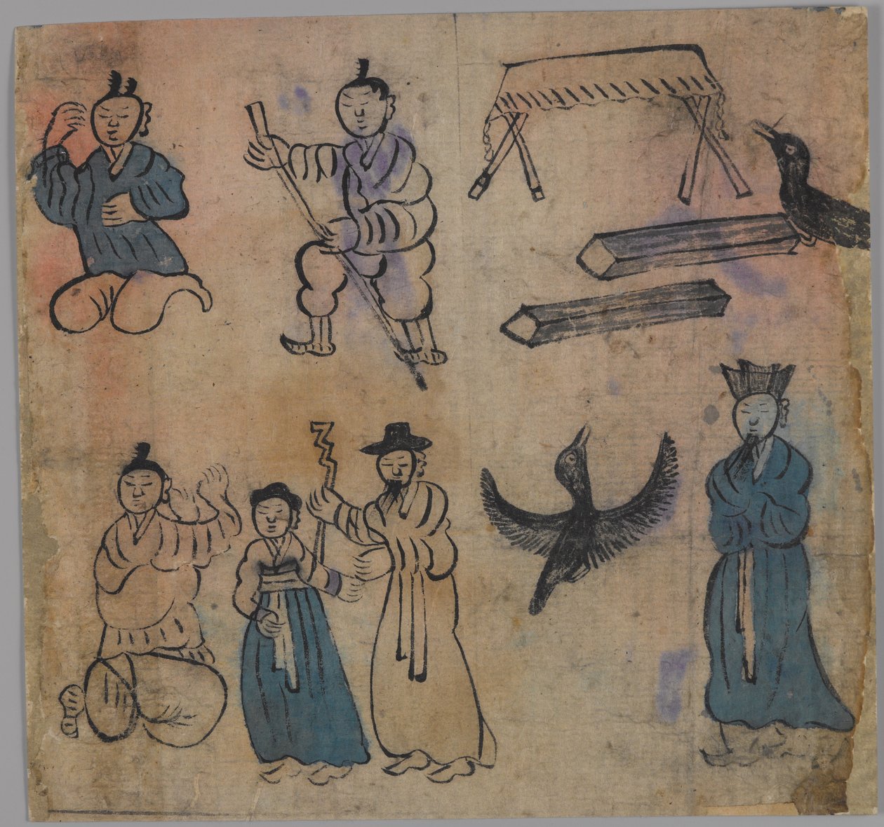 流派场景，四个中的一个（纸上的墨水和颜色）（另见861303-6） 作者 日本学校