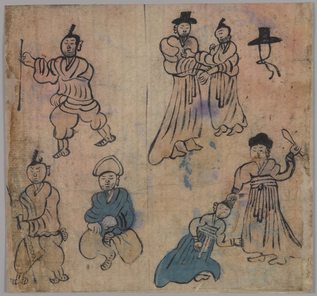 流派场景，四个中的一个（纸上的墨水和颜色）（另见861303-6） 作者 日本学校