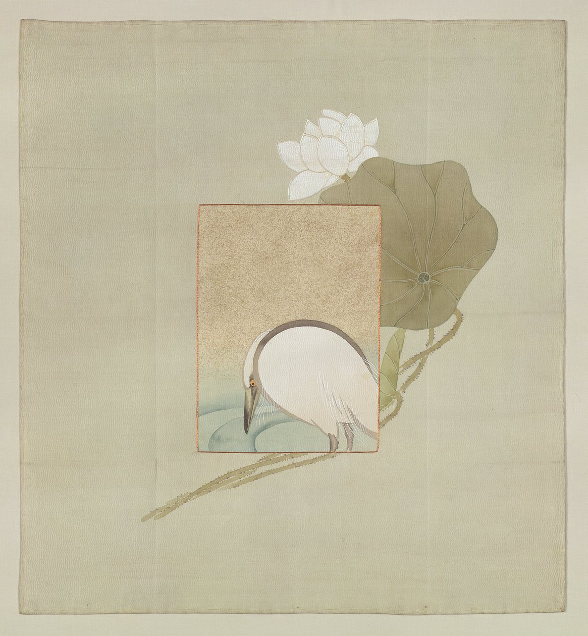 明治时期（1868-1912）礼品封面（绣线彩绘丝绸） 作者 日本学校
