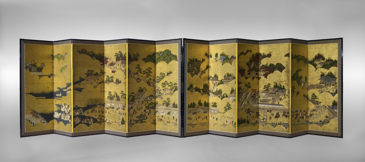 17世纪的Hie Sanno Sairei-Zu（纸上的墨水，颜色和金箔） 作者 日本学校