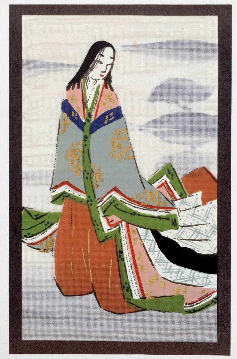 日本文学：插图取自 Murasaki Shikibu 的故事“Le dit du gengi”（10-11 世纪）15 世纪私人收藏的“Suetsumu hana”一章 作者 日本学校