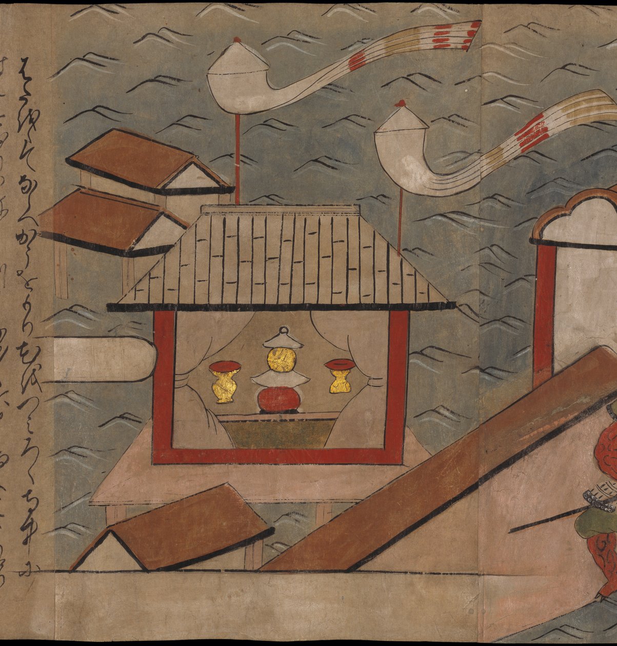 日本亭子，《大食馆》中的插图（纸本水墨彩色画） 作者 日本学校