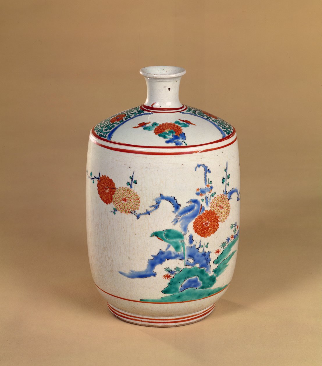Kakiemon瓶装花卉装饰，江户时代，1660年（瓷器） 作者 日本学校