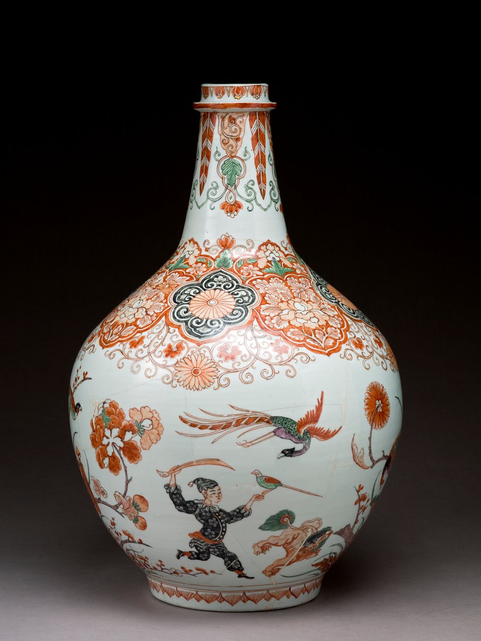 大瓶花瓶，以伊万里风格在荷兰装饰，Ko-Imari，17 世纪后期（珐琅釉上彩陶器） 作者 日本学校