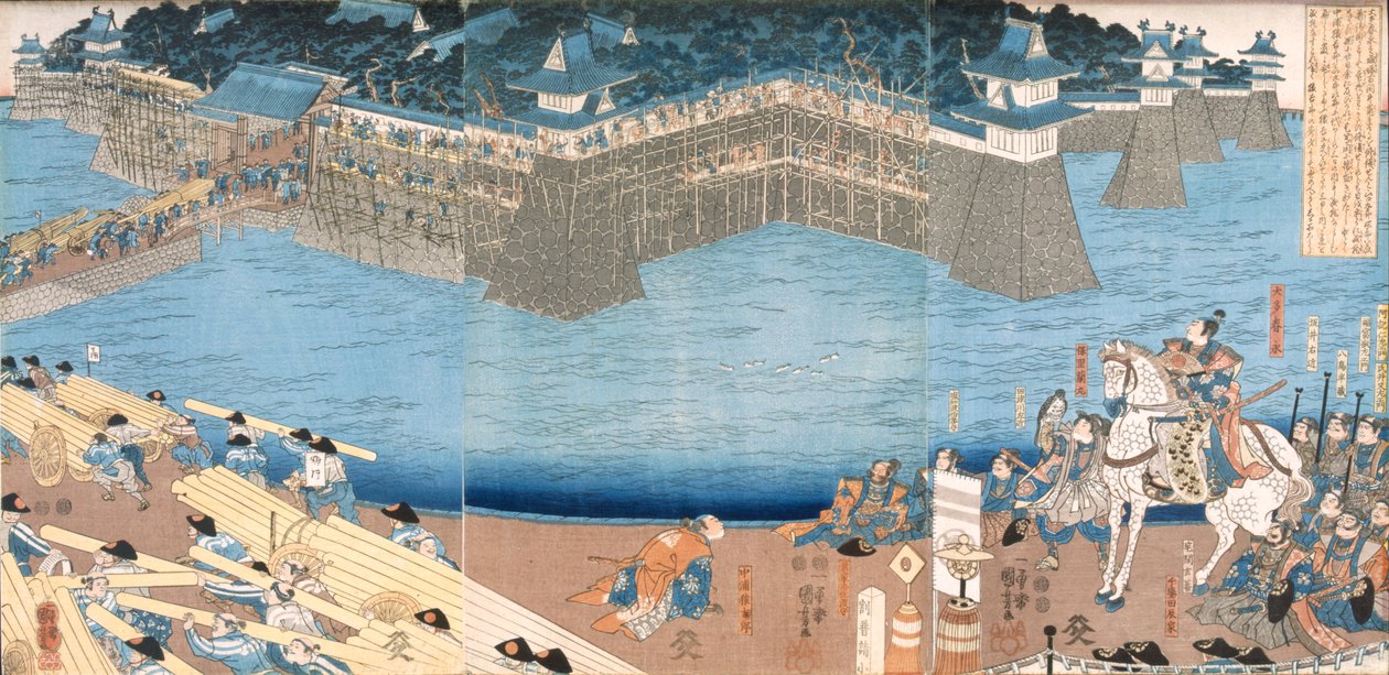 River Kunigos的主要建筑（彩色木版画） 作者 日本学校