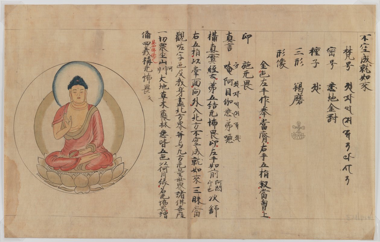 佛的手稿和形象（纸上的墨水和颜色） 作者 日本学校
