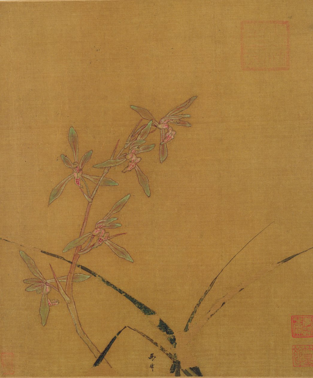 兰花（丝绸上的墨水） 作者 日本学校