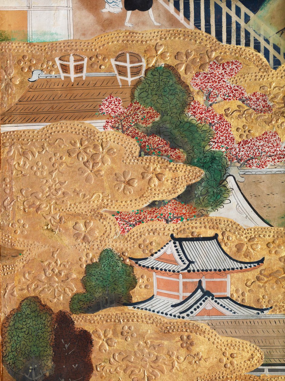 Osakazu Byobu - 日本八扇折叠屏风（绘画） 作者 日本学校