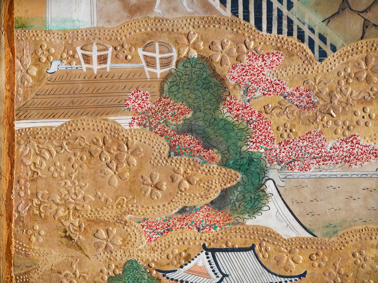 Osakazu Byobu - 日本八扇折叠屏风（绘画） 作者 日本学校