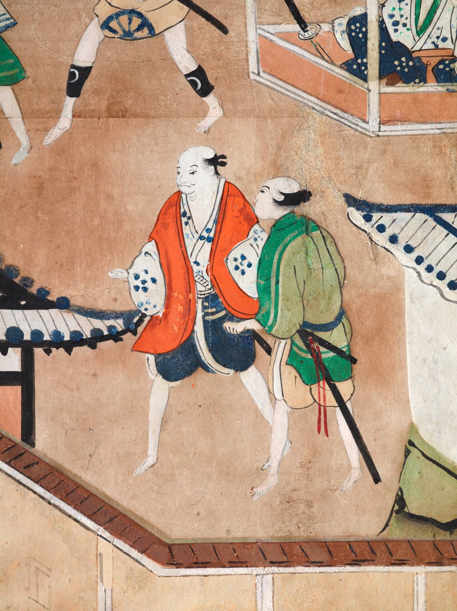 Osakazu Byobu - 日本八扇折叠屏风（绘画） 作者 日本学校