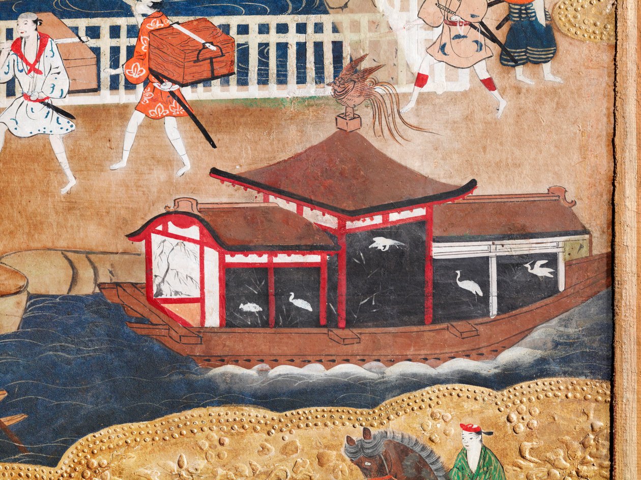 Osakazu Byobu - 日本八扇折叠屏风（绘画） 作者 日本学校