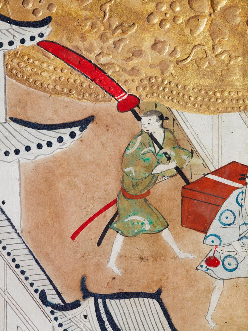 Osakazu Byobu - 日本八扇折叠屏风（绘画） 作者 日本学校