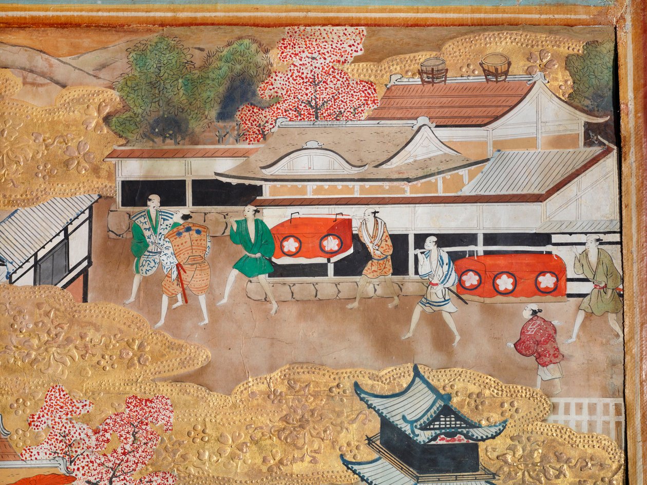 Osakazu Byobu - 日本八扇折叠屏风（绘画） 作者 日本学校
