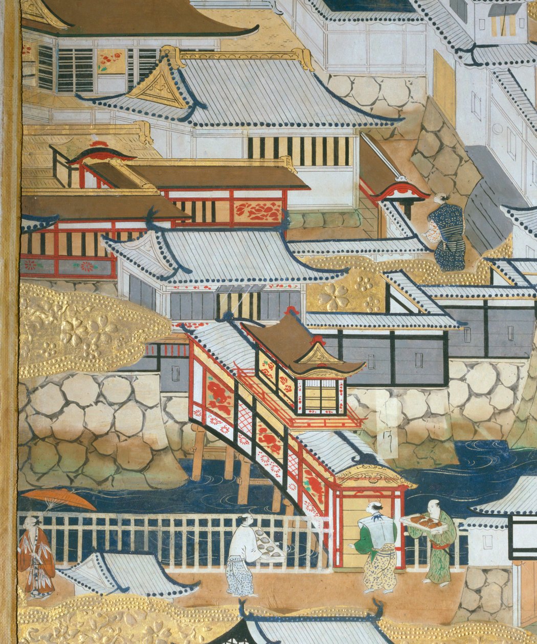 Osakazu Byobu - 日本八扇折叠屏风（绘画） 作者 日本学校