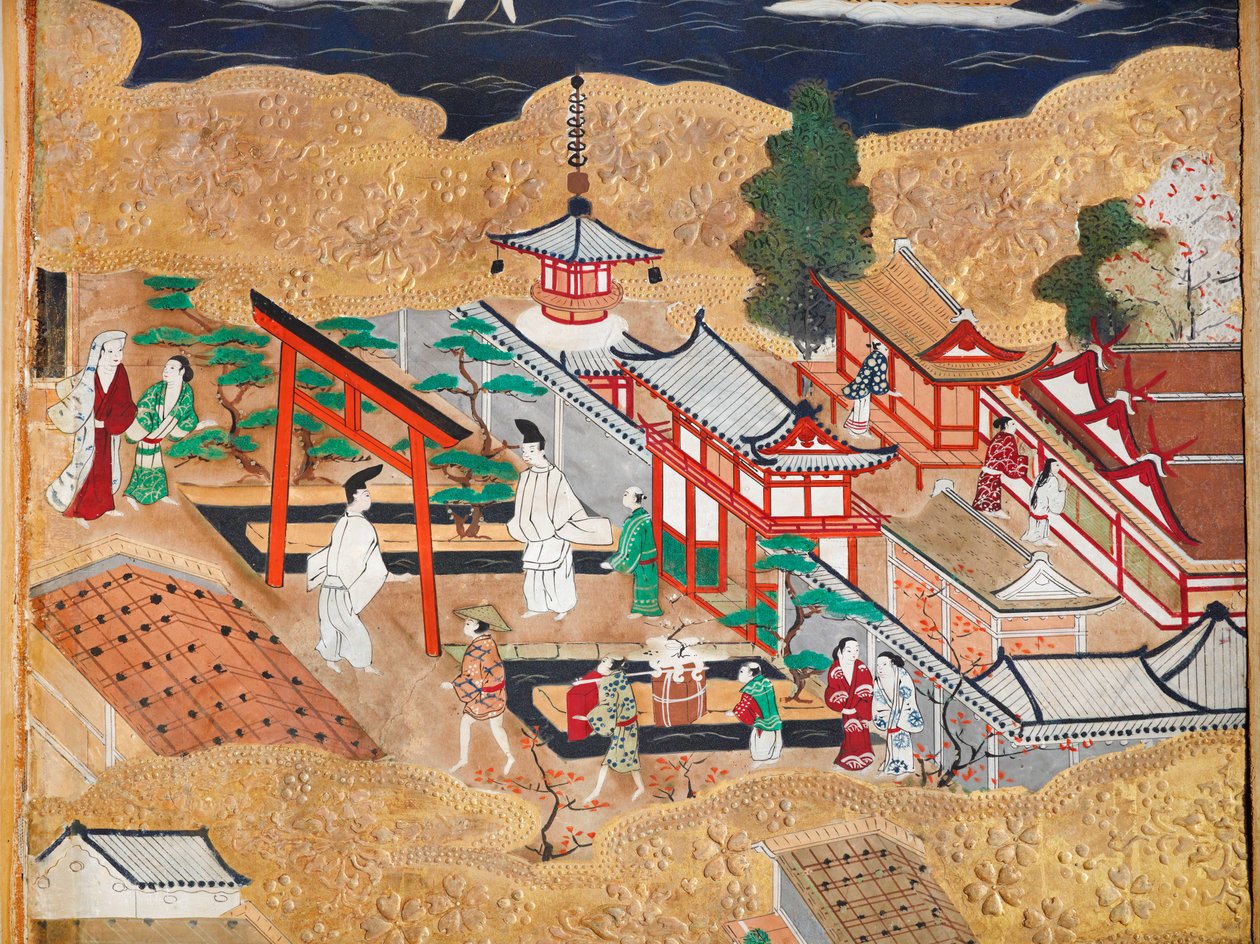 Osakazu Byobu - 日本八扇折叠屏风（绘画） 作者 日本学校