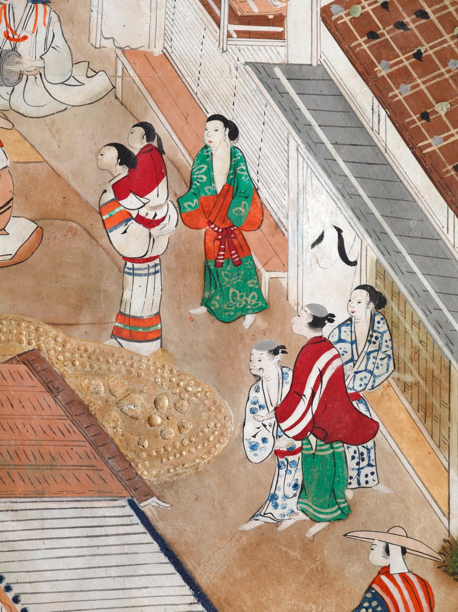 Osakazu Byobu - 日本八扇折叠屏风（绘画） 作者 日本学校