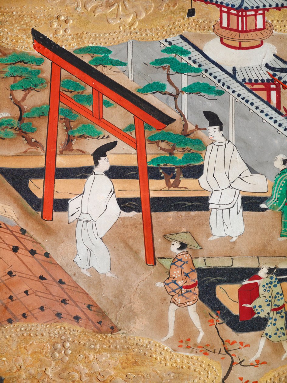 Osakazu Byobu - 日本八扇折叠屏风（绘画） 作者 日本学校