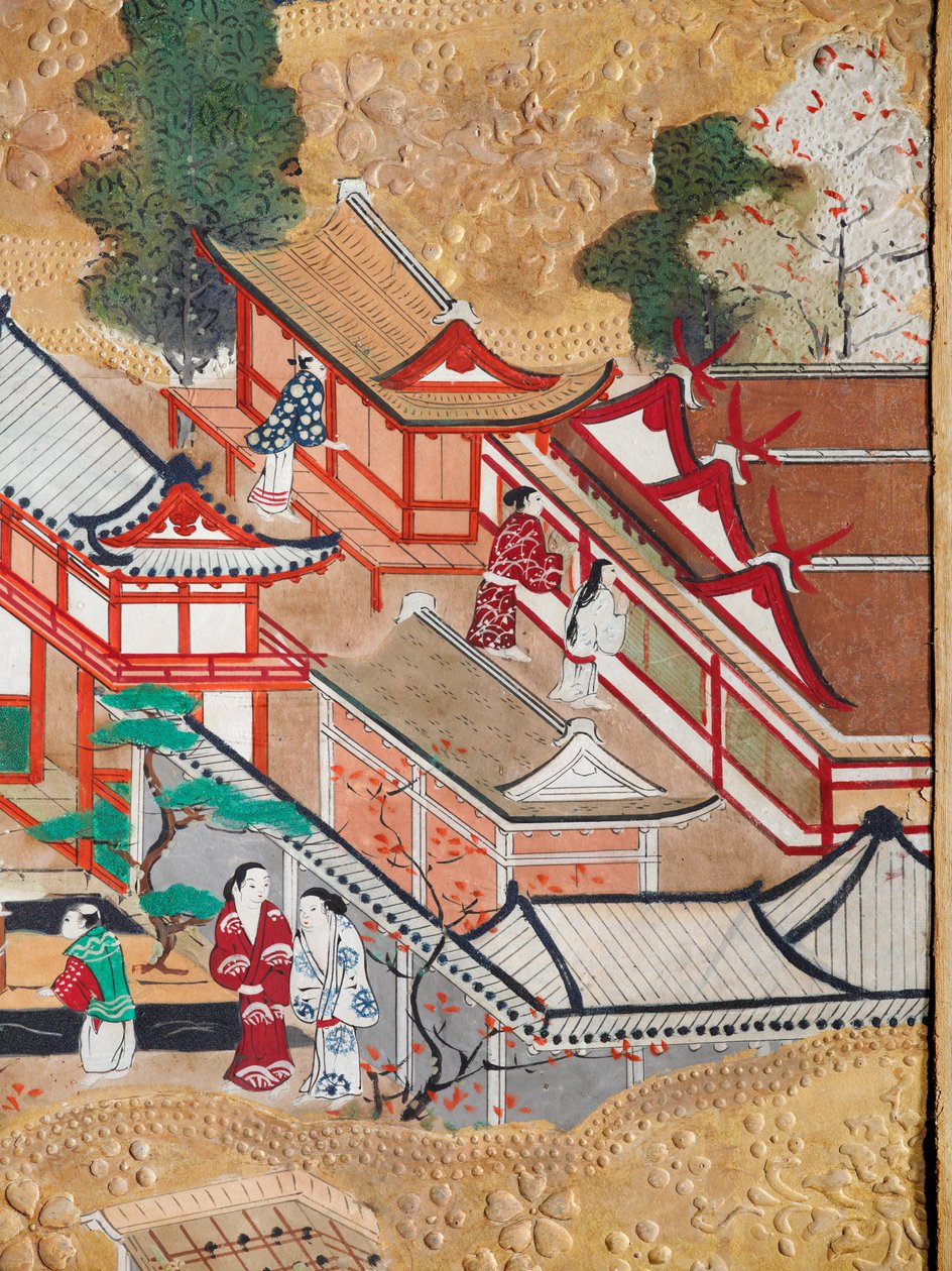 Osakazu Byobu - 日本八扇折叠屏风（绘画） 作者 日本学校