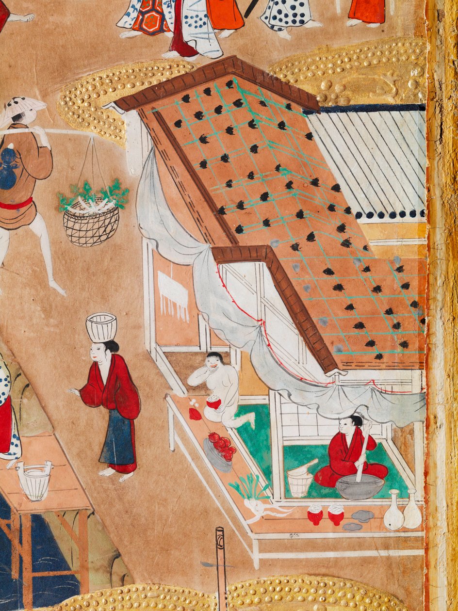 Osakazu Byobu - 日本八扇折叠屏风（绘画） 作者 日本学校