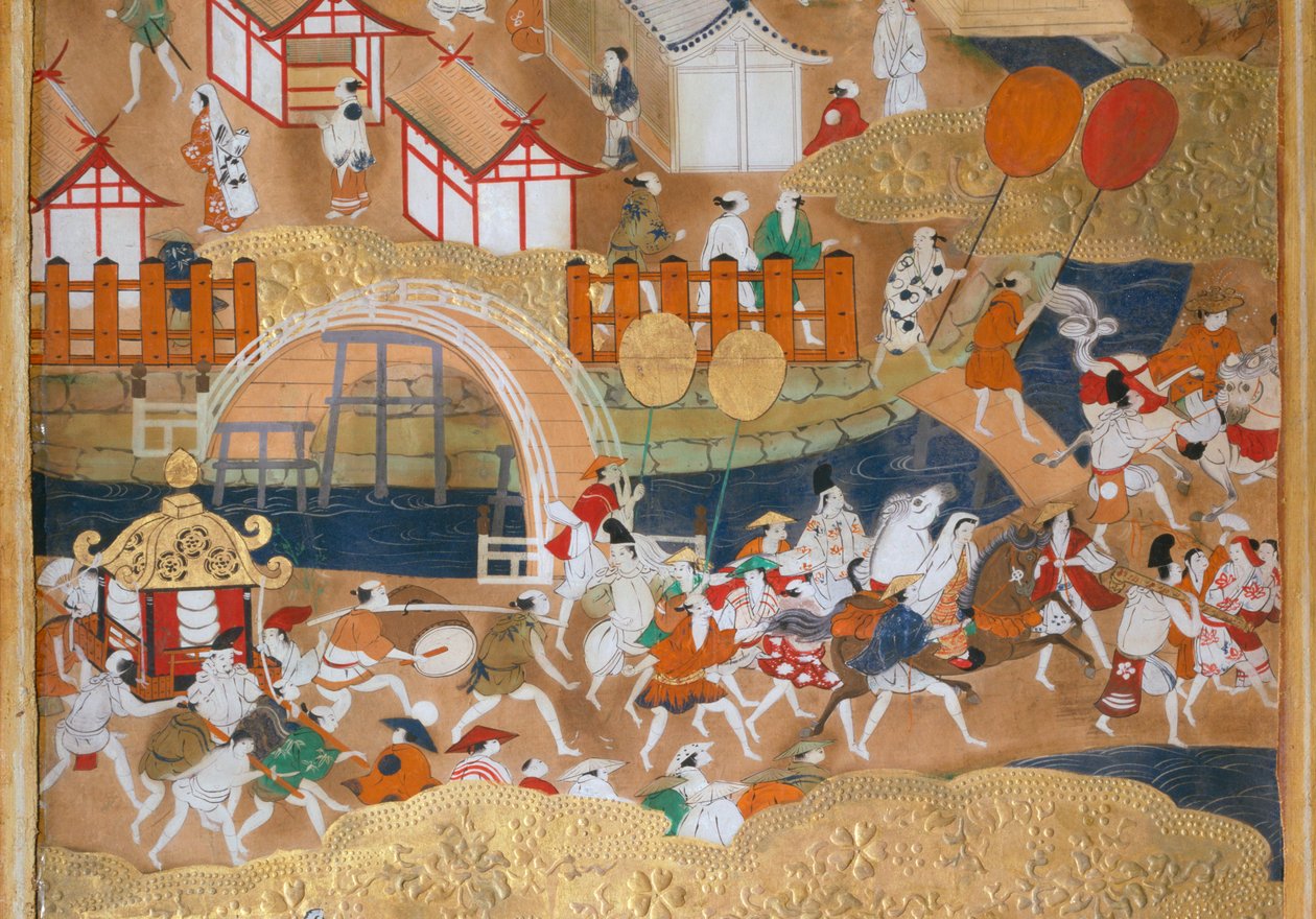 Osakazu Byobu - 日本八扇折叠屏风（绘画） 作者 日本学校