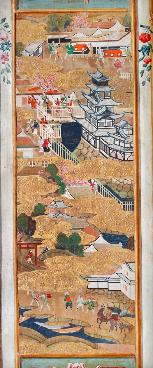 Osakazu Byobu - 日本八扇折叠屏风（绘画） 作者 日本学校