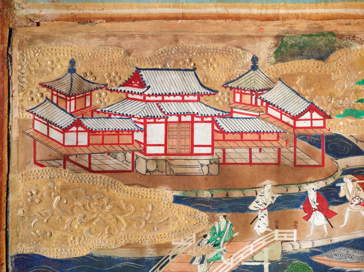 Osakazu Byobu - 日本八扇折叠屏风（绘画） 作者 日本学校