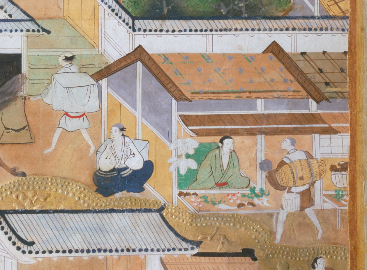 Osakazu Byobu - 日本八扇折叠屏风（绘画） 作者 日本学校