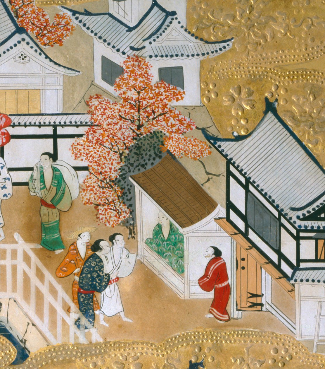 Osakazu Byobu - 日本八扇折叠屏风（绘画） 作者 日本学校