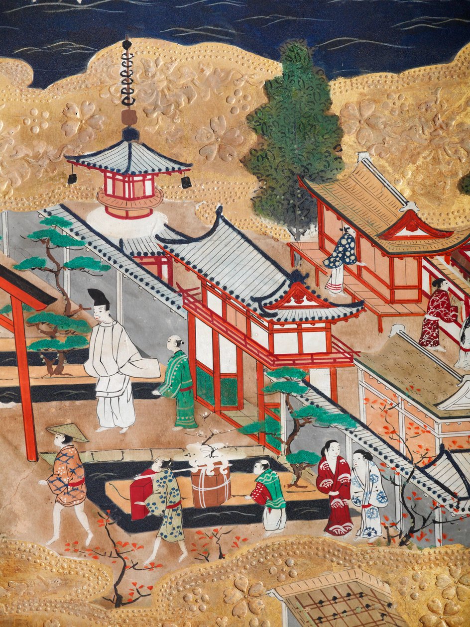 Osakazu Byobu - 日本八扇折叠屏风（绘画） 作者 日本学校