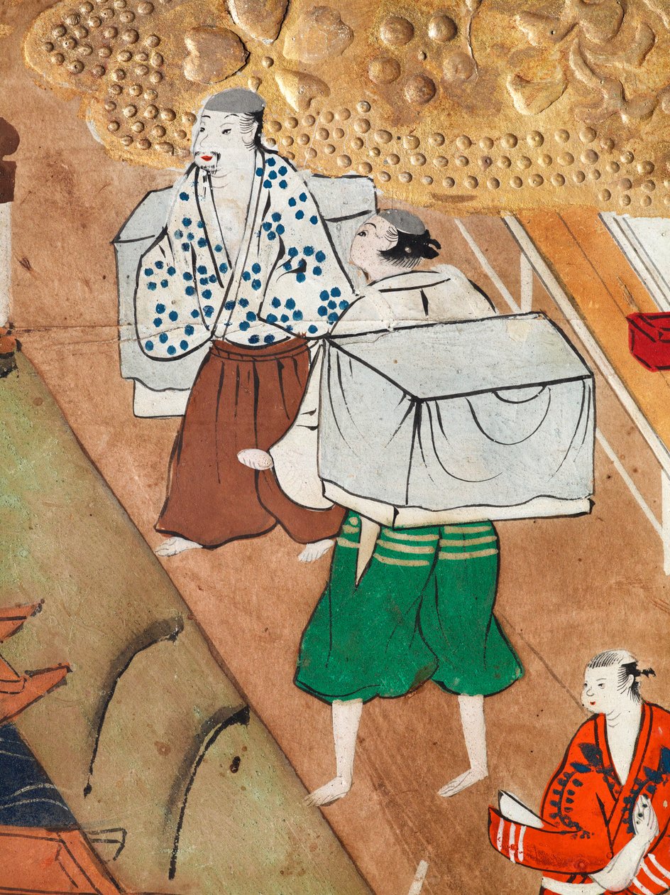 Osakazu Byobu - 日本八扇折叠屏风（绘画） 作者 日本学校