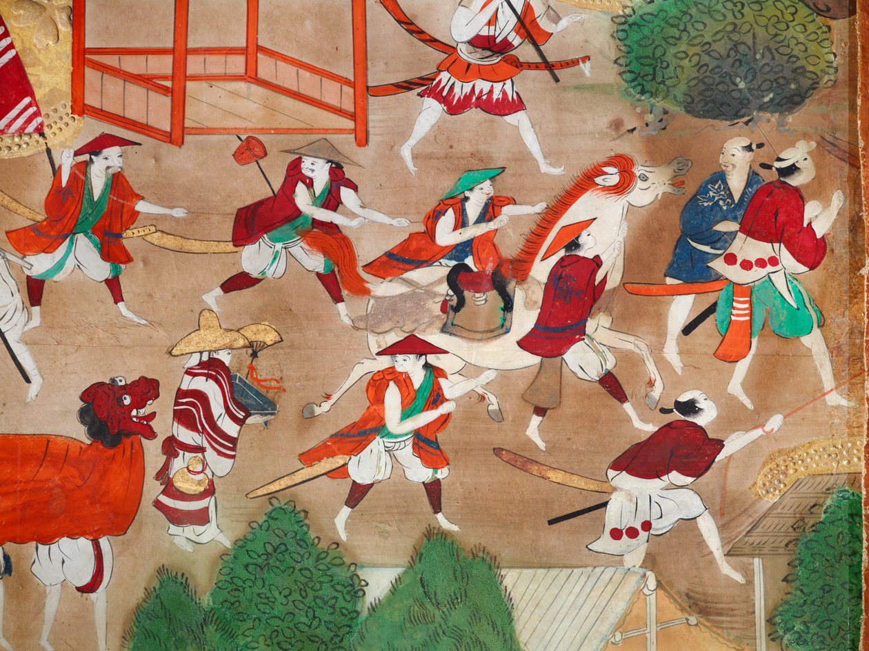 Osakazu Byobu - 日本八扇折叠屏风（绘画） 作者 日本学校