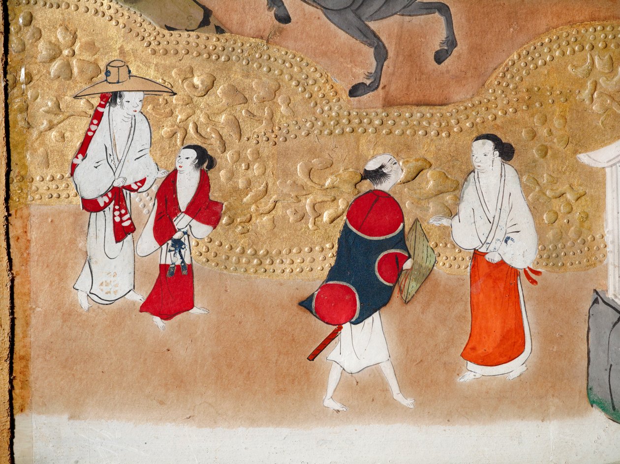 Osakazu Byobu - 日本八扇折叠屏风（绘画） 作者 日本学校