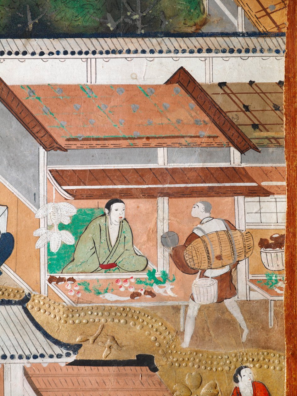 Osakazu Byobu - 日本八扇折叠屏风（绘画） 作者 日本学校