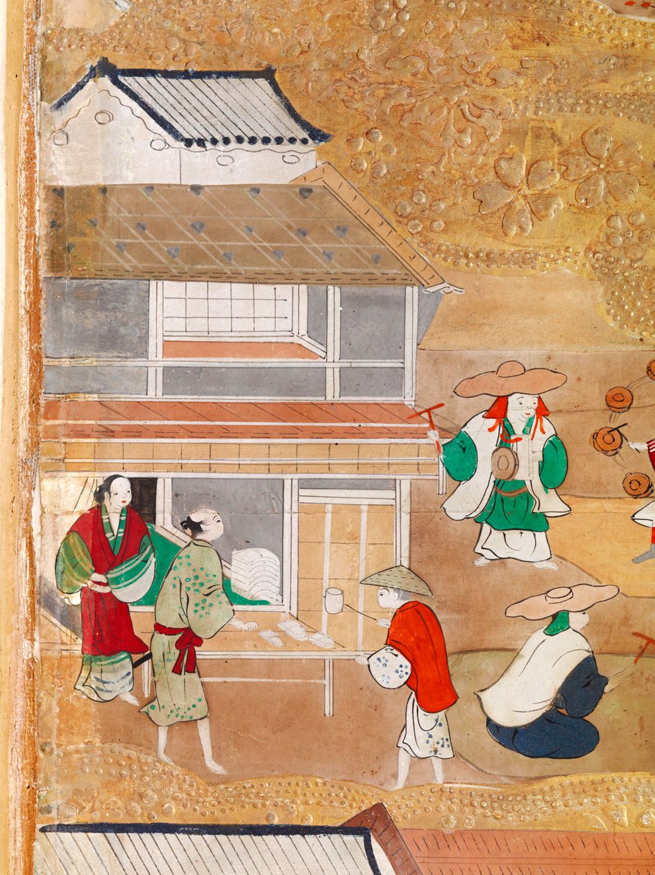 Osakazu Byobu - 日本八扇折叠屏风（绘画） 作者 日本学校