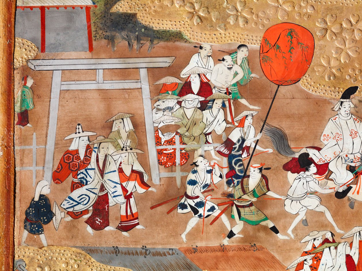 Osakazu Byobu - 日本八扇折叠屏风（绘画） 作者 日本学校