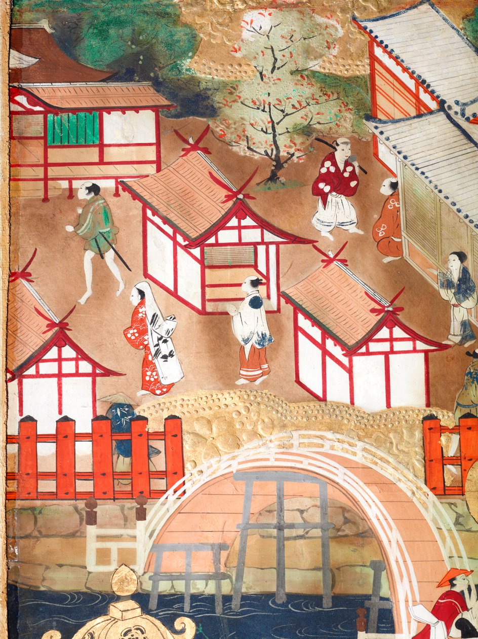 Osakazu Byobu - 日本八扇折叠屏风（绘画） 作者 日本学校