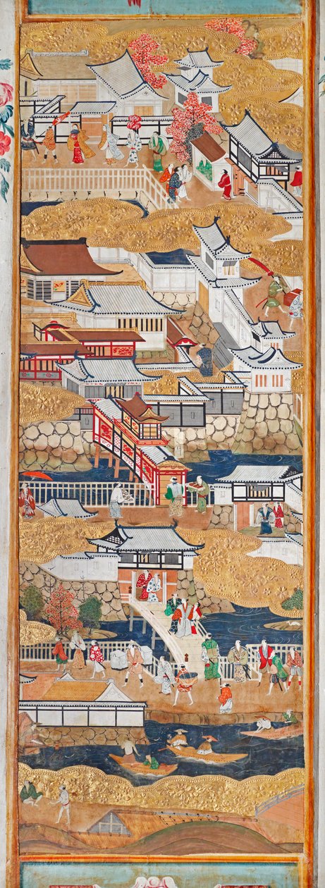 Osakazu Byobu - 日本八扇折叠屏风（绘画） 作者 日本学校