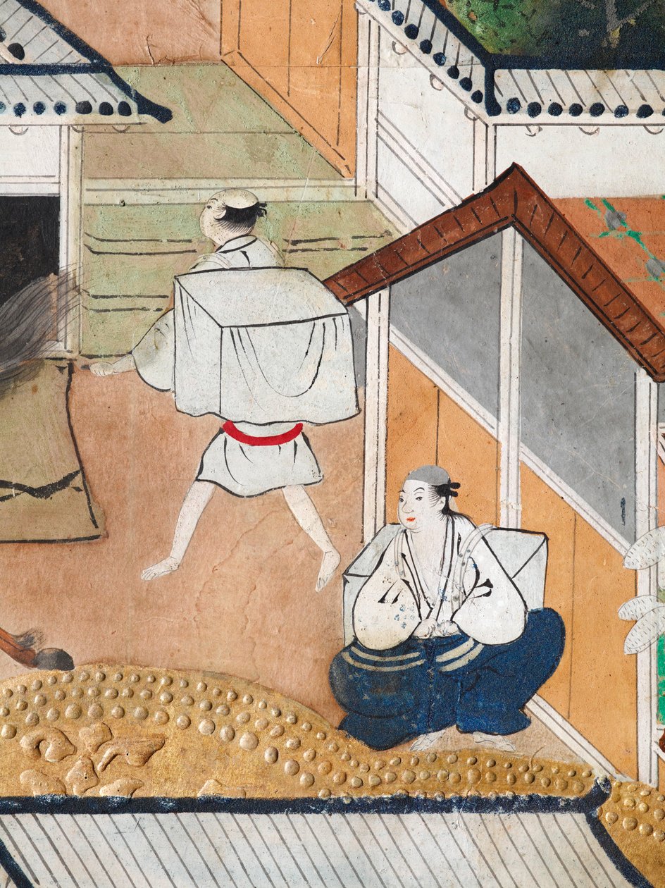 Osakazu Byobu - 日本八扇折叠屏风（绘画） 作者 日本学校