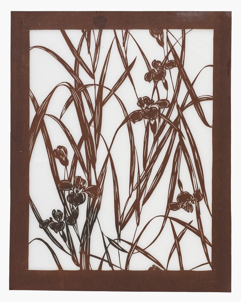 Paper stencil (katagami), late 19th century (Mulberry bark paper treated with persimmon juice and silk thread) 作者 日本学校
