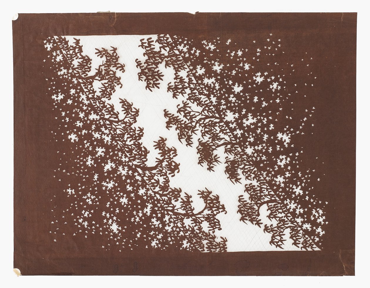 Paper stencil (katagami), late 19th century (Mulberry bark paper treated with persimmon juice and silk thread) 作者 日本学校