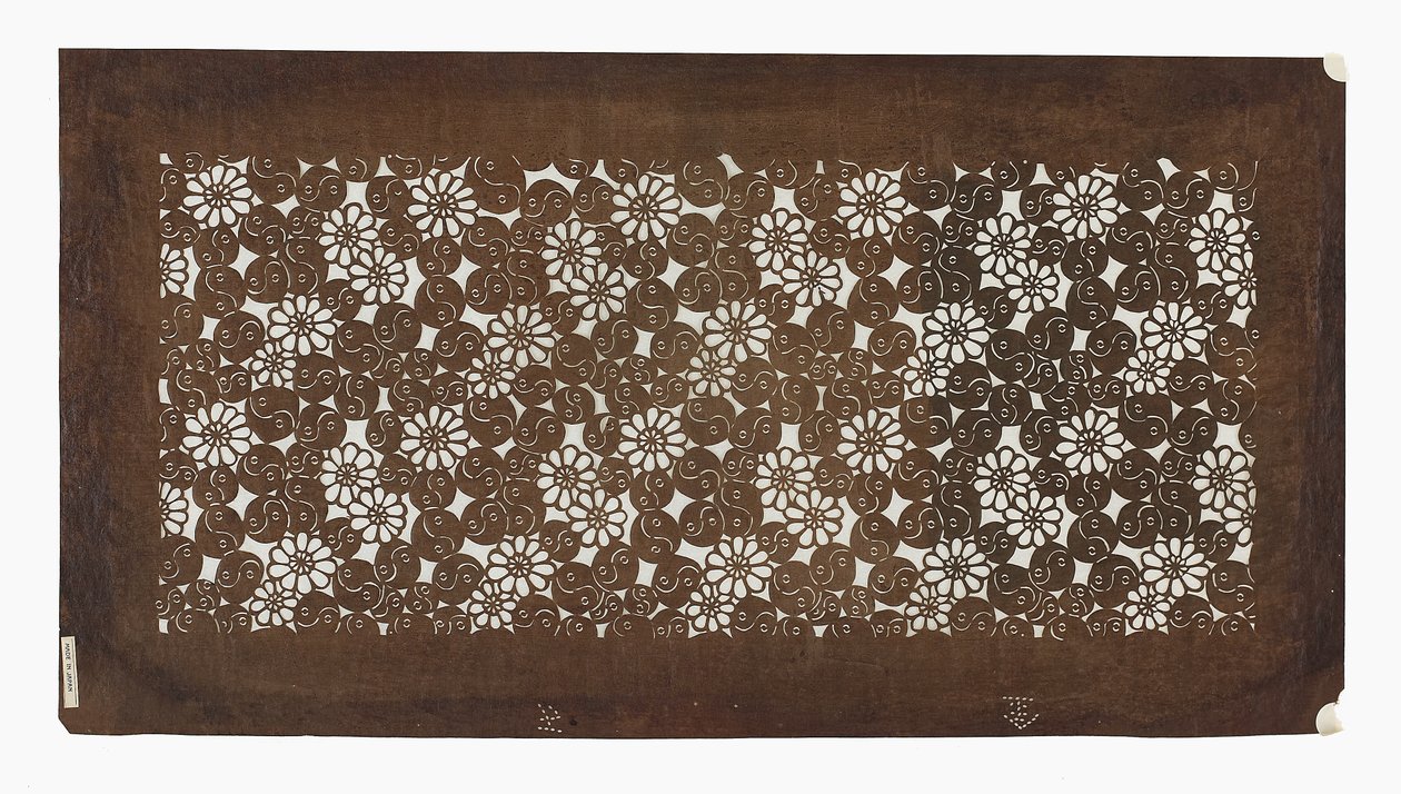 Paper stencil (katagami), late 19th century (Mulberry bark paper treated with persimmon juice) 作者 日本学校