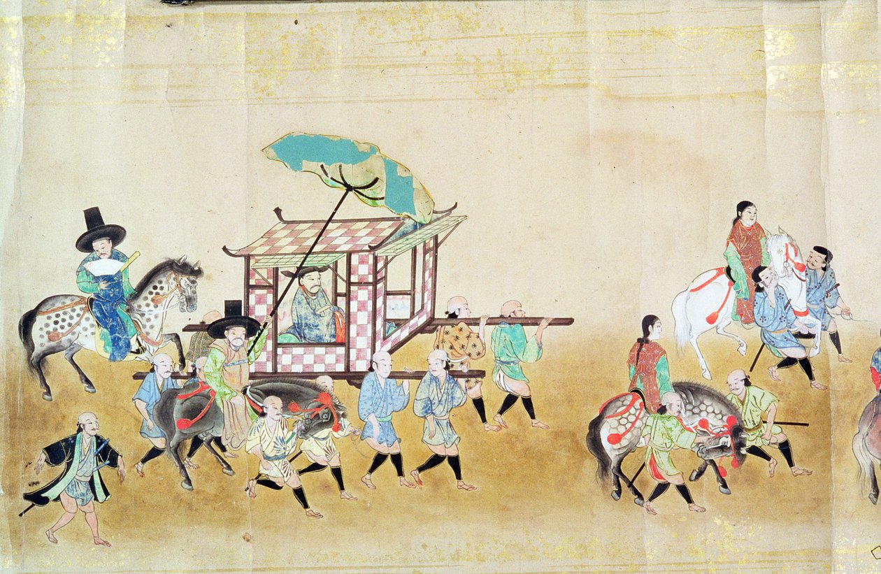 1651年德川Ietsunas继承时的第六届韩国驻日使馆的一部分，可能是Kano Masunobu（1625-94）1655-57（卷轴画） 作者 日本学校