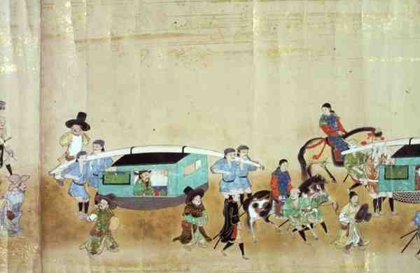 1651年德川家纲继位时在明治1年的第六次韩国驻日本大使馆的一部分，可能是狩野正信（1625-94）1655-57的作品（卷轴画）。 作者 日本学校